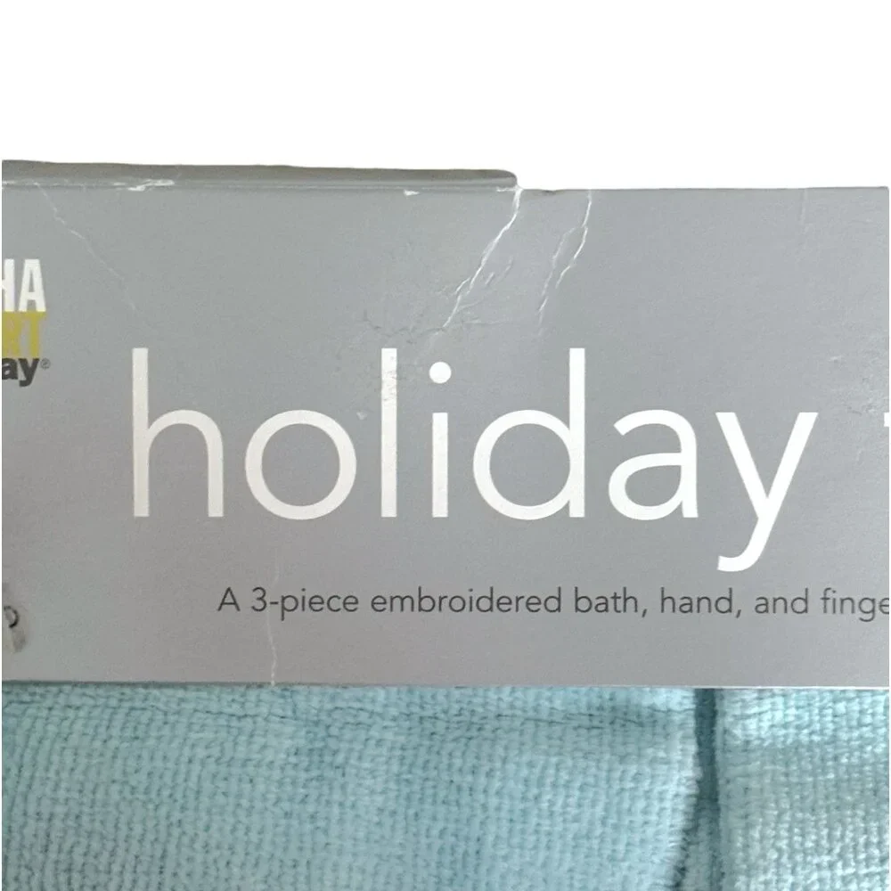 Vtg Martha Stewart 3-Piece Towel Set Holiday Train Embroidery 100% Cotton‎ KMart